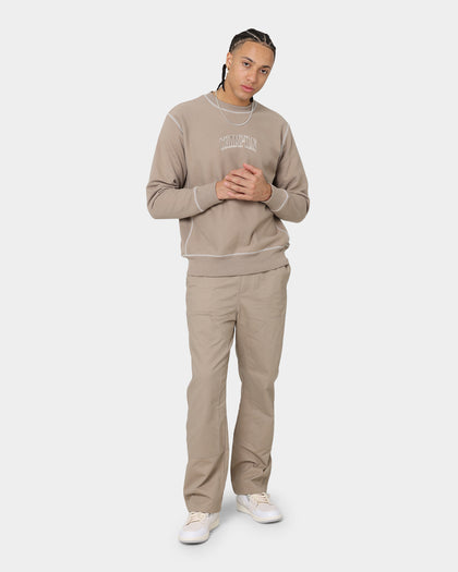Champion Reverse Weave Contrast Stitch Crewneck Dark Khaki