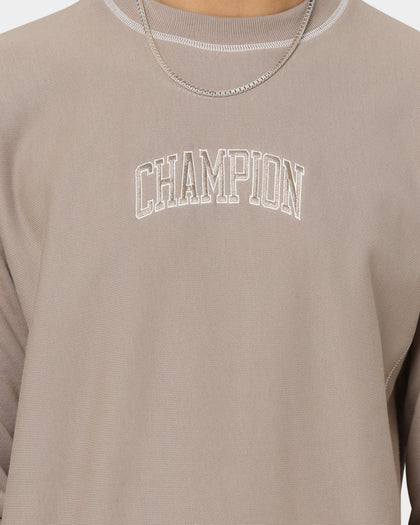 Champion Reverse Weave Contrast Stitch Crewneck Dark Khaki