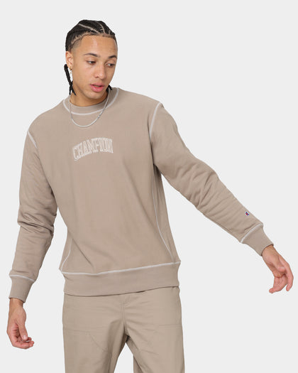 Champion Reverse Weave Contrast Stitch Crewneck Dark Khaki