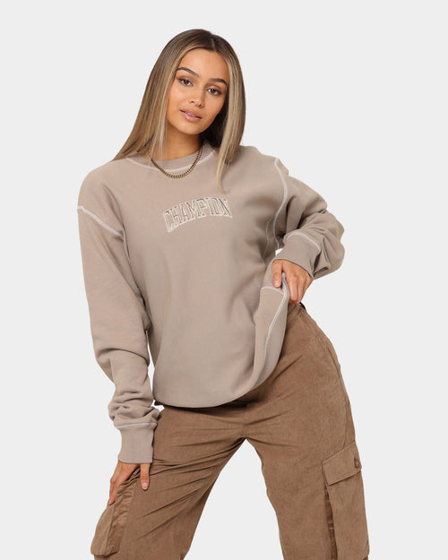 Champion Reverse Weave Contrast Stitch Crewneck Dark Khaki