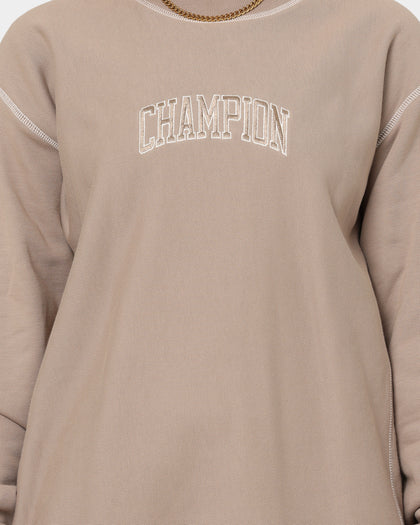 Champion Reverse Weave Contrast Stitch Crewneck Dark Khaki