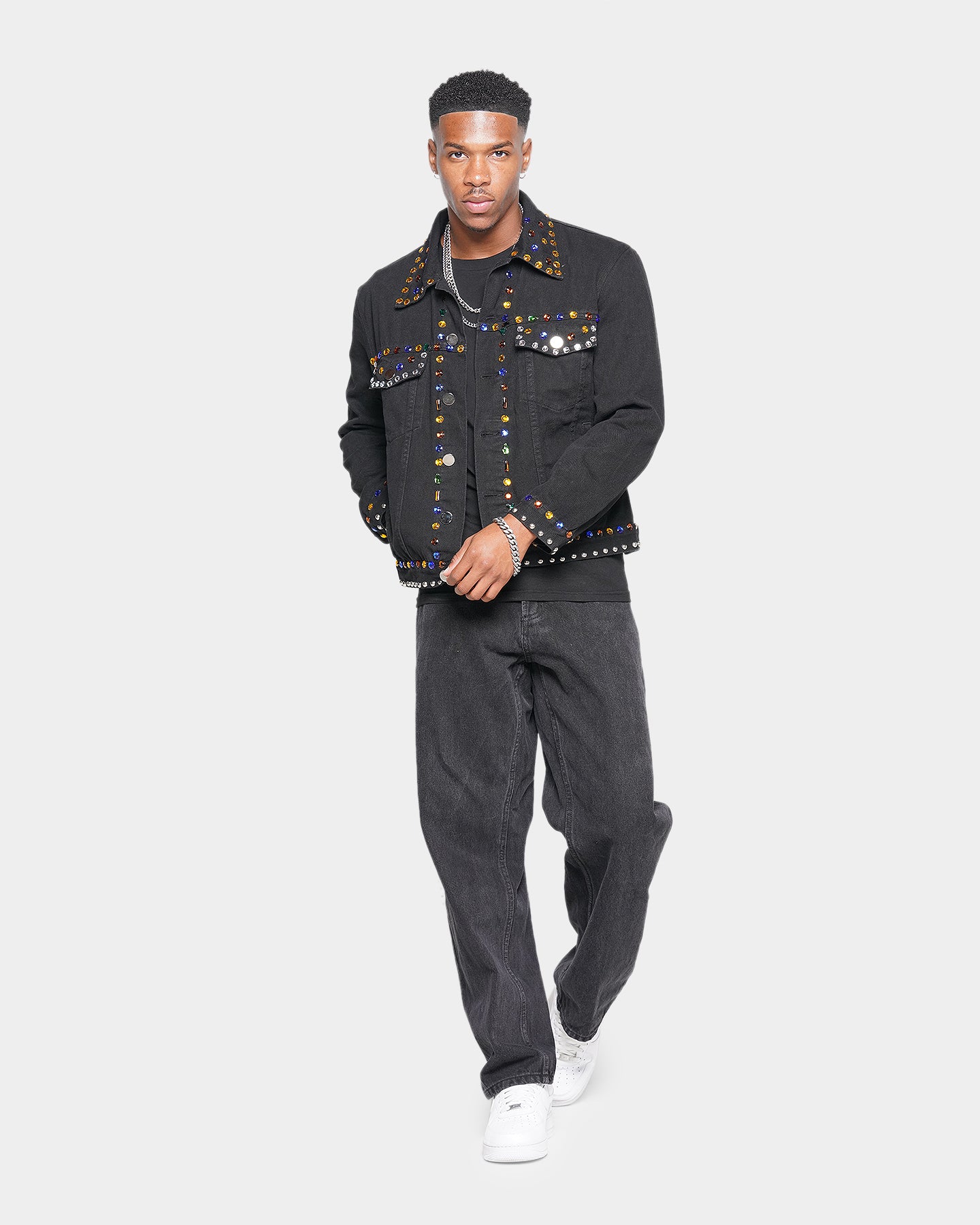 XXIII Rhinestone Denim Jacket Black | Culture Kings US