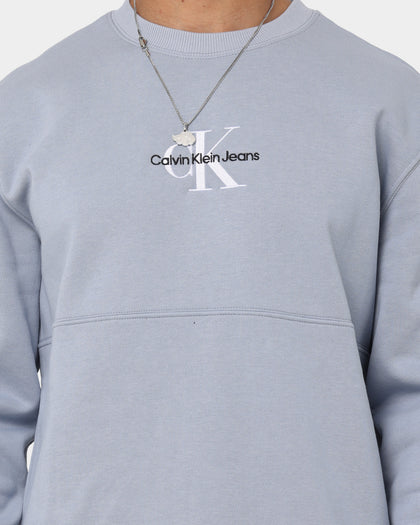 Calvin Klein Monogram Logo Crewneck Silver Sky