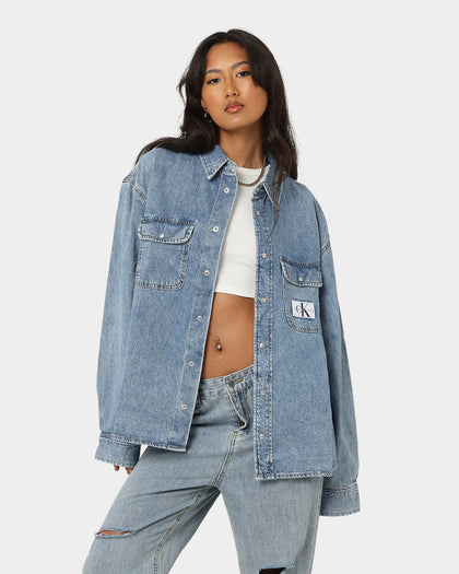 Calvin Klein Oversized Denim Shirt Mid Blue