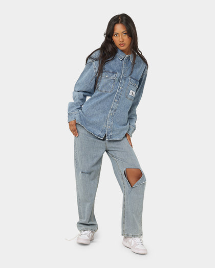 Calvin Klein Oversized Denim Shirt Mid Blue