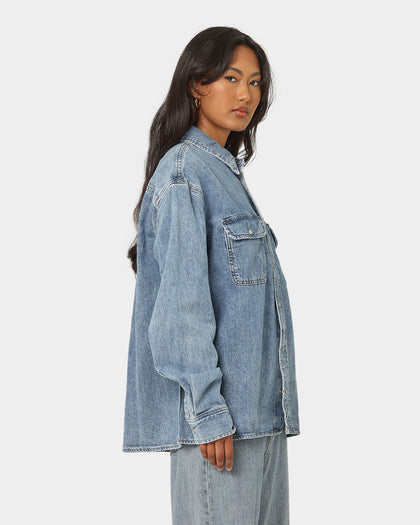 Calvin Klein Oversized Denim Shirt Mid Blue