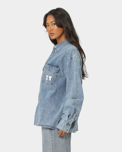 Calvin Klein Oversized Denim Shirt Mid Blue