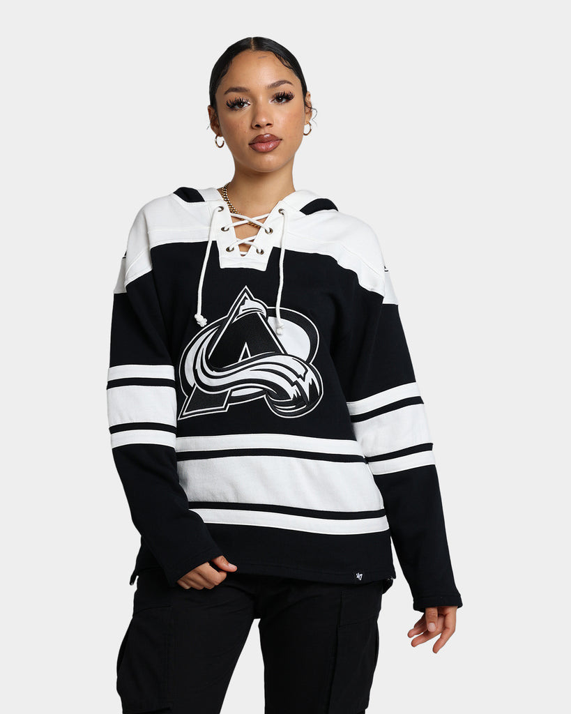 Women's '47 Black Boston Bruins Superior Lacer Pullover Hoodie Size: Medium