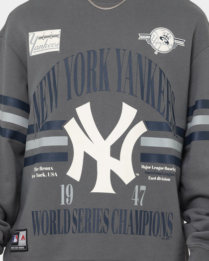 Majestic Athletic New York Yankees Champion Arch Stripe Crewneck Gunmetal Grey
