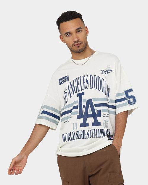 Majestic Athletics Los Angeles Dodgers Champion Arch Stripe Oversized T-Shirt Optic White