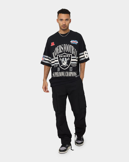 Majestic Athletic Las Vegas Raiders Champion Arch Stripe Oversized T-Shirt Faded Black