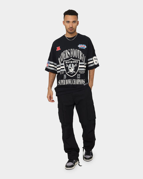 Majestic Athletic Las Vegas Raiders Champion Arch Stripe Oversized T-Shirt Faded Black