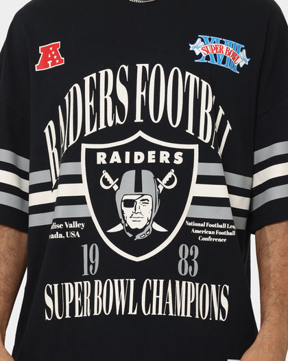 Majestic Athletic Las Vegas Raiders Champion Arch Stripe Oversized T-Shirt Faded Black