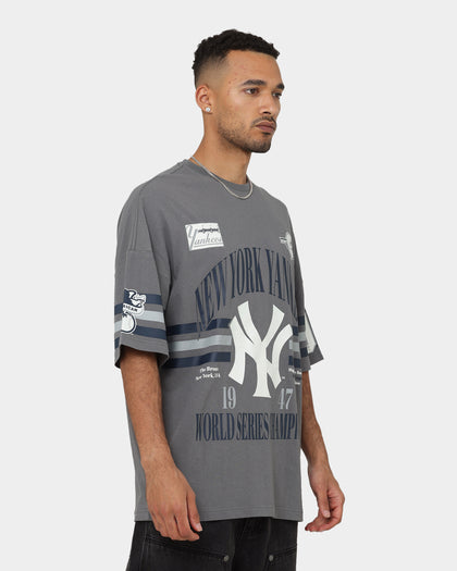 Majestic Athletic New York Yankees Champion Arch Stripe Oversized T-Shirt Gunmetal Grey