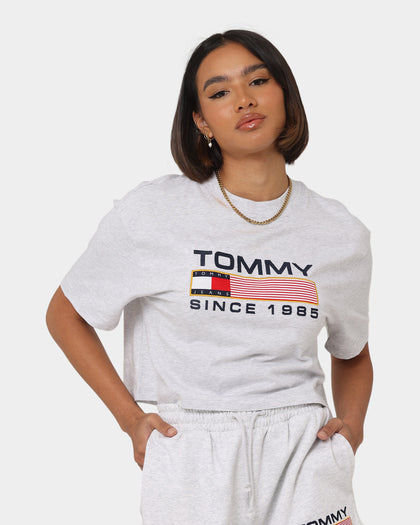 Tommy Jeans Women's TJW Oversized Cropped Modern Athletic T-Shirt Silver Grey Heather