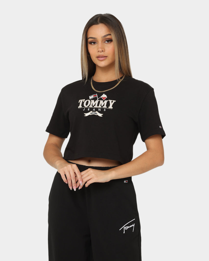 T-shirt Donna Tommy Hilfiger - Tjw Crop Logo Waistband Ls - Nero