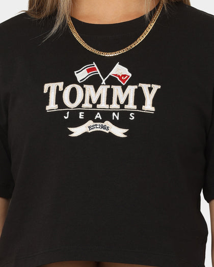 Tommy Jeans Women's TJW Super Crop Modern Prep 1 T-Shirt Black