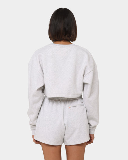 Tommy Jeans Women's TJW Super Crop Modern Athletic Crewneck Silver Grey Heather