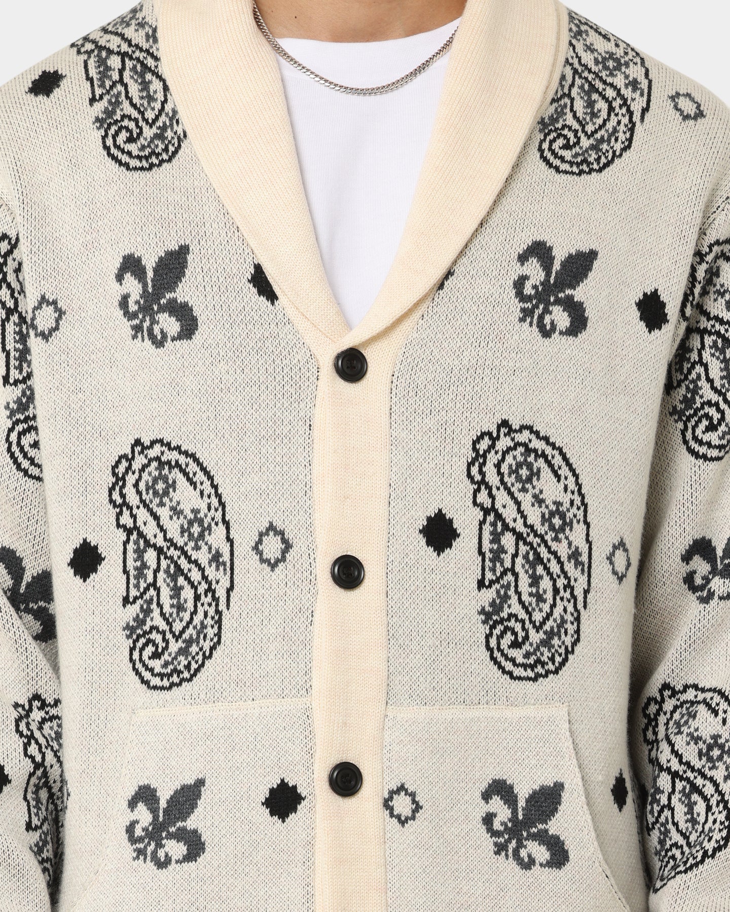 Carre Bandana Distressed Cardigan Off White | Culture Kings US