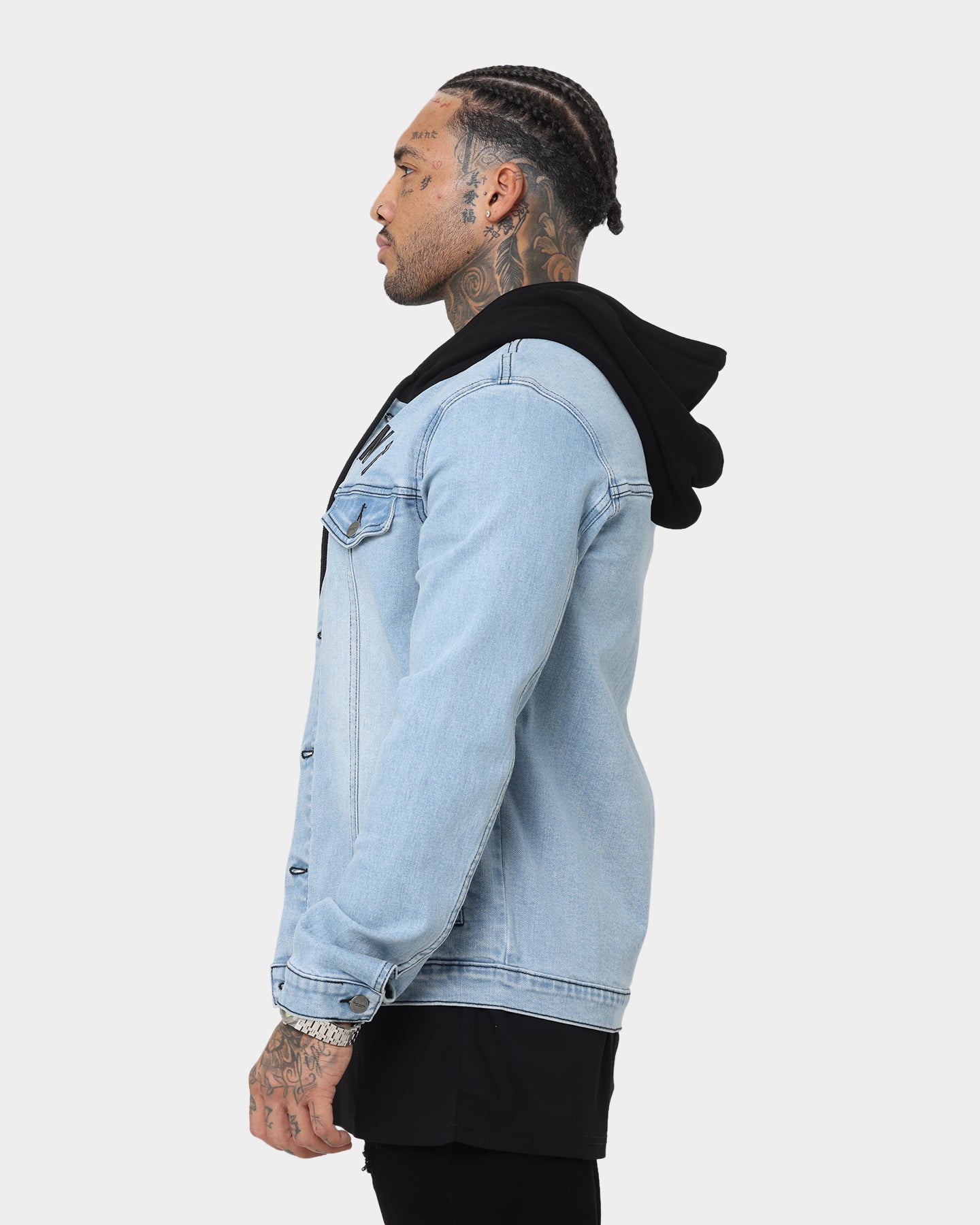 Saint Morta London Hooded Denim Jacket V2 Light Blue/Black