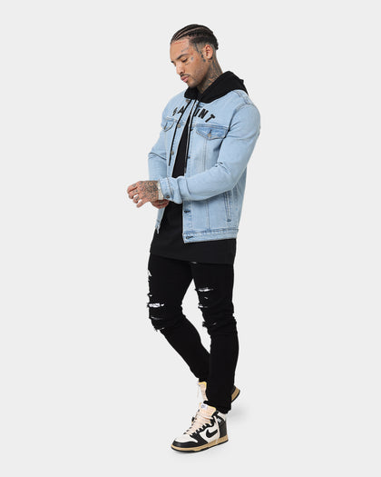 Saint Morta London Hooded Denim Jacket V2 Light Blue/Black