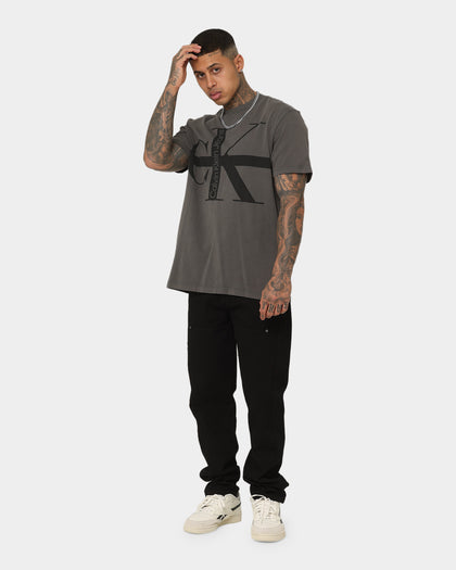 Calvin Klein Stripe CK Washed T-Shirt Industrial Grey