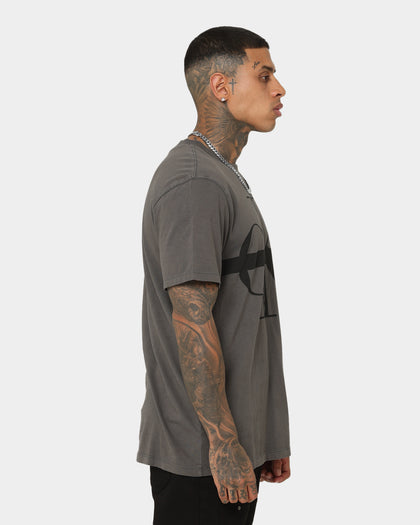 Calvin Klein Stripe CK Washed T-Shirt Industrial Grey
