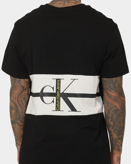 Calvin Klein Stripe CK Colourblock T-Shirt Ck Black