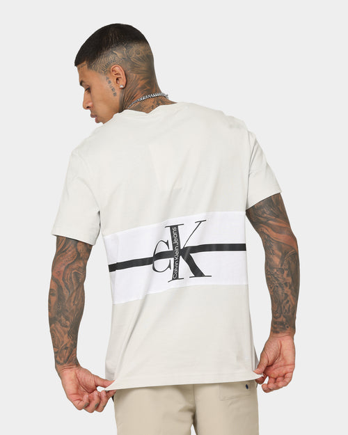 Calvin Klein Stripe CK Colourblock T-Shirt Cirrus Grey