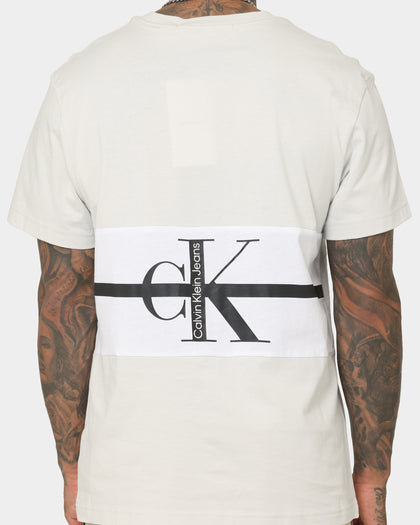 Calvin Klein Stripe CK Colourblock T-Shirt Cirrus Grey