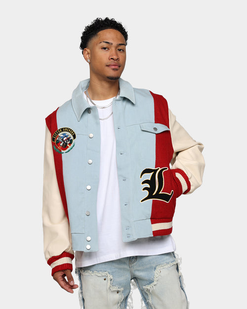 Lifted Anchors Claridge Letterman Jacket Denim/Red/Cream