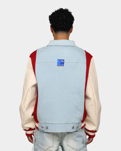 Lifted Anchors Claridge Letterman Jacket Denim/Red/Cream