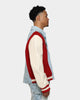 Lifted Anchors Claridge Letterman Jacket Denim/Red/Cream