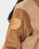 The New Establishment Women's Two Tone Letterman Jacket Silver Lining/Brown