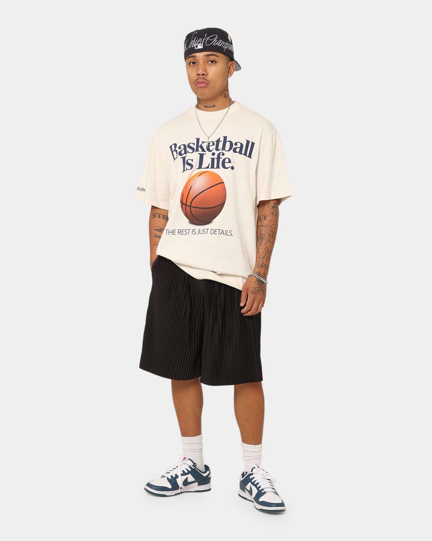 Mitchell & Ness Basketball Is Life T-Shirt Unbleached | Culture