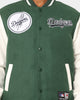 Majestic Athletic Los Angeles Dodgers Team Wordmark Melton/PU Leather Jacket Dark Cedar/Vintage White