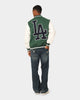 Majestic Athletic Los Angeles Dodgers Team Wordmark Melton/PU Leather Jacket Dark Cedar/Vintage White