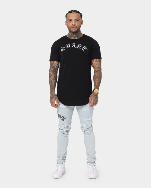 Saint Morta Gothic Paisley El Duplo Short Sleeve T-Shirt Black/White