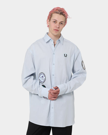 Fred Perry X Raf Simons Oversized Patched Shirt Cloud Blue