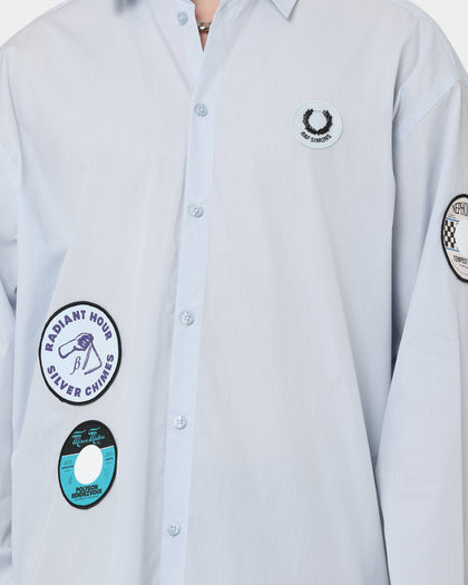 Fred Perry X Raf Simons Oversized Patched Shirt Cloud Blue