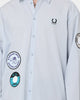 Fred Perry X Raf Simons Oversized Patched Shirt Cloud Blue