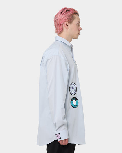 Fred Perry X Raf Simons Oversized Patched Shirt Cloud Blue