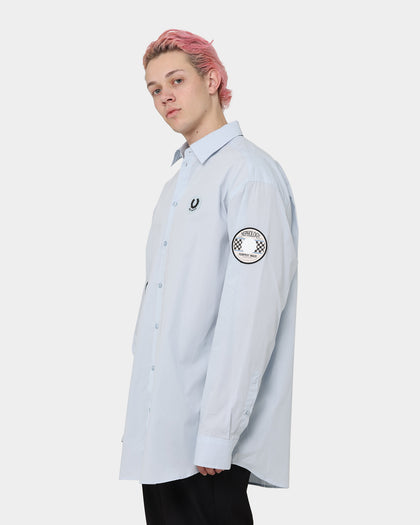 Fred Perry X Raf Simons Oversized Patched Shirt Cloud Blue