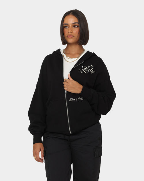 Loiter Paradise Zip Hoodie Off Black