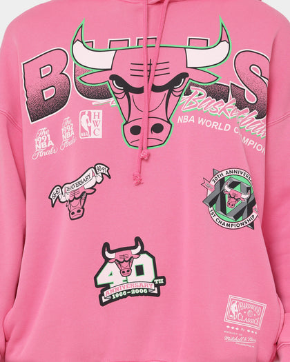 Mitchell Ness Chicago Bulls Neon Champs Hoodie Neon Pink