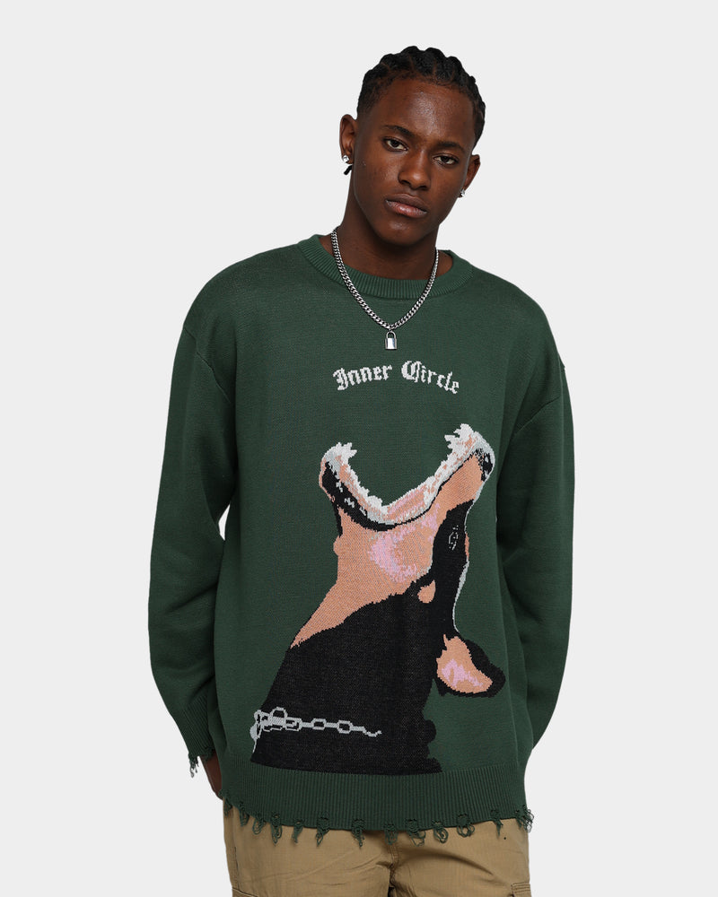 International Collective Fearless Distressed Sweater Green | Culture Kings  US