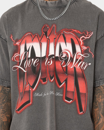 Loiter Love Is War Vintage T-Shirt Charcoal