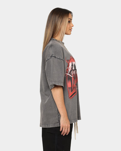 Loiter Love Is War Vintage T-Shirt Charcoal