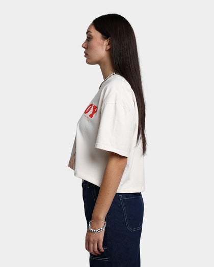 Playboy X Culture Kings Women's Shhh Crop T-Shirt Off White