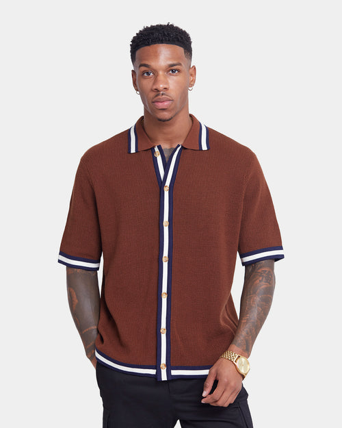 XXIII Diego Button Up Shirt Brown/Navy/White